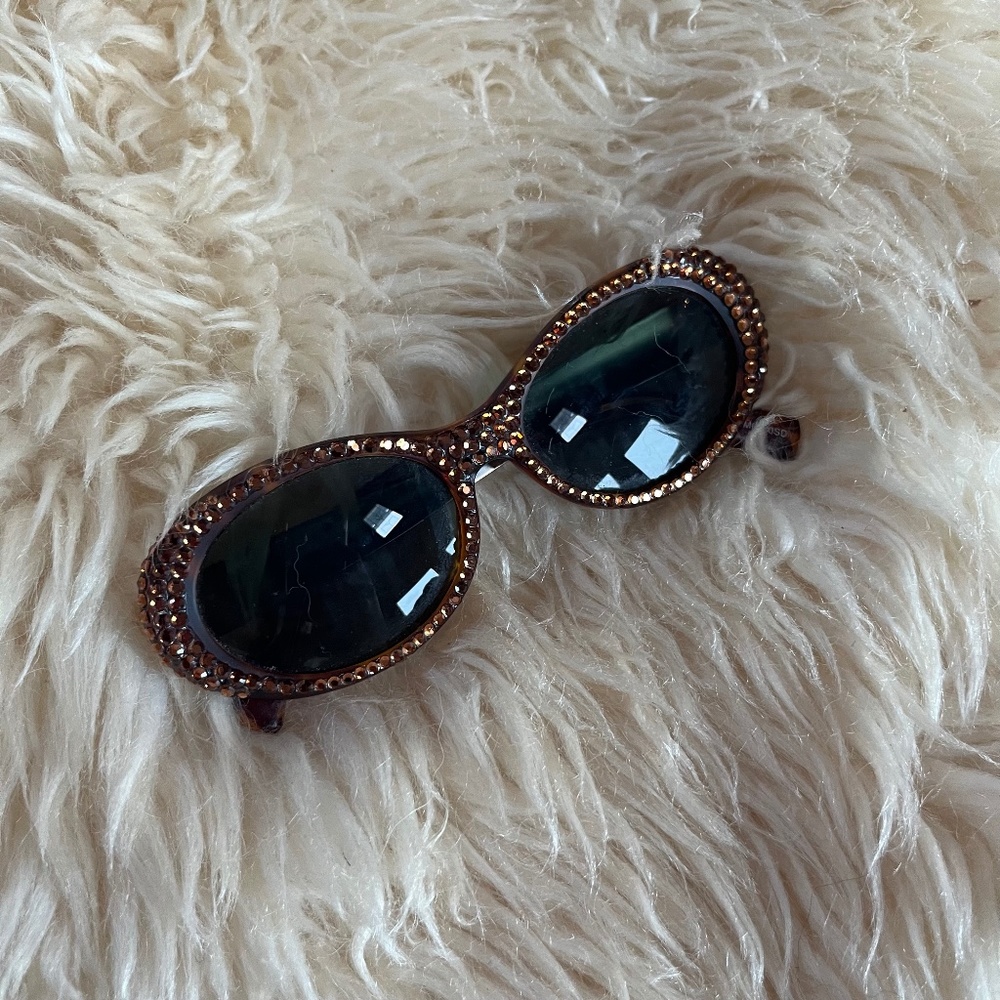 Vintage Tortoise Shell Rhinestone Sunglasses - image 1